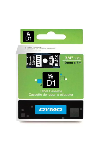 FITA ROTULADOR D1 PRO 19MMX7MTS POLIESTER BC/PT - 45811 - DYMO