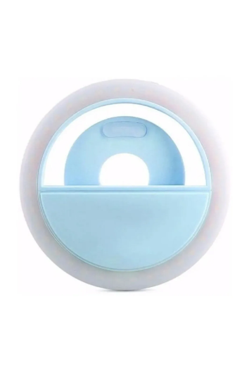 Ring Light Portátil Azul Led 8,5cm Clipe Celular