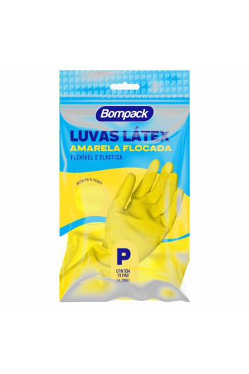 Luva Látex Flocada Limpeza Tam P Bompack