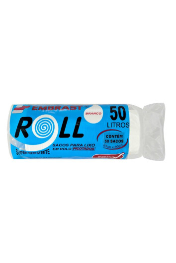 Saco P/ Lixo 50l 63x80cm Economic Branco Rolo C/40