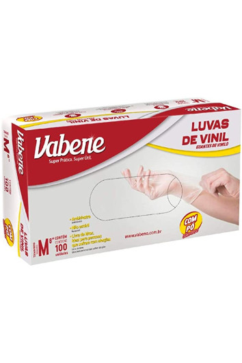 Luva Vinil C/ Pó Cx C/100 Tam M Vabene