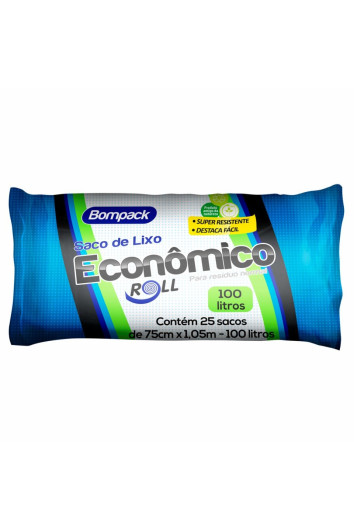 Saco P/ Lixo 100l 75x105 Economico Rolo C/25un 