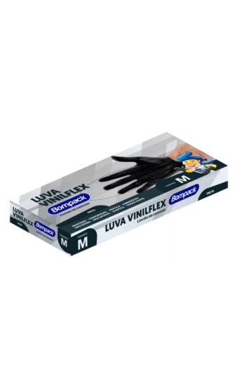 Luva Vinilflex Preta Cx C/100 Tam G