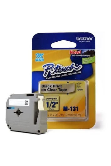 Fita Rotulador Brother M131 12mm Pto/transparente 