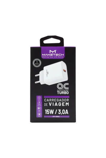 Carregador Parede Usb 15w/3.0a Branco Cm-109qc - Maketech