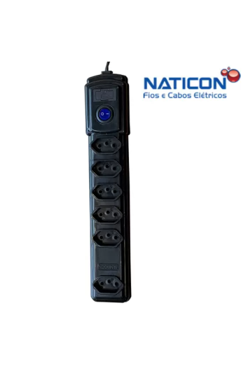 Filtro de Linha 6 Tomadas Preto - Naticon