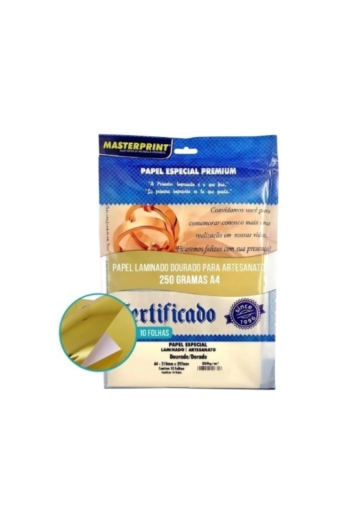 Papel Laminado Dourado Certificado A4 250g C/10 