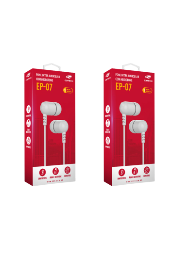 Kit 2 Und Fone C/ Mic Intra Auricular Ep-07wh Branco C3tech