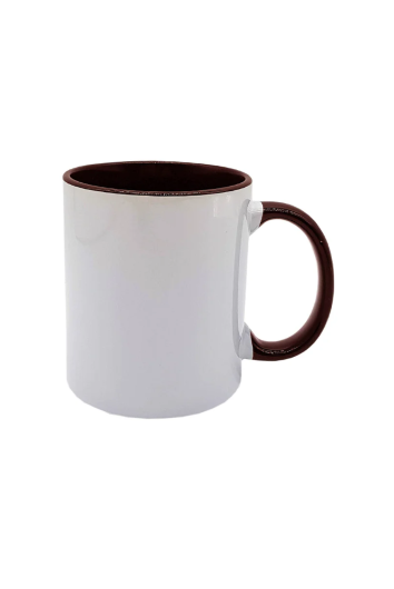 Caneca Ceramica Branca Interior Marrom Aaa 325ml P/sublimacao