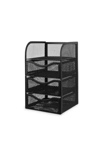 Gaveteiro de Mesa Aramado Preto
