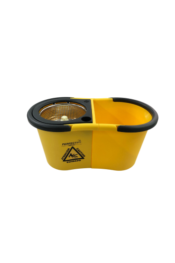 Balde Mop Rotatório 2 Águas Amarelo Cesto Inox + 2 Refis - Perfect Pro 973859