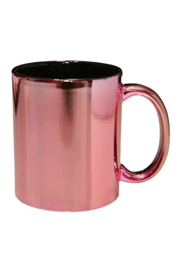 Caneca Cerâmica Metalizada Rosa Int Preto 325ml P/sublimação