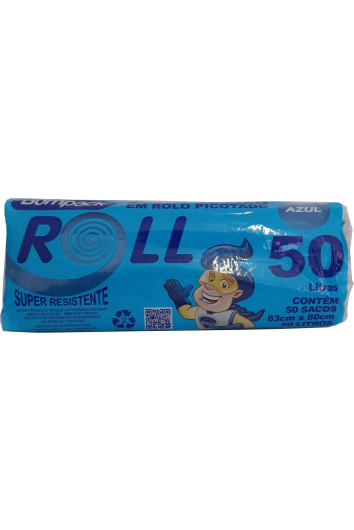 Saco P/ Lixo 50lt Roll Azul C/50