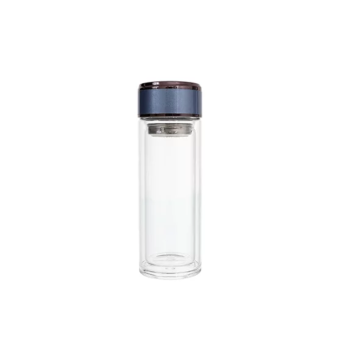GARRAFA VIDRO TÉRMICO COM INFUSOR E TAMPA AZUL METALNOX 300ML PARA SUBLIMAÇÃO - 56339