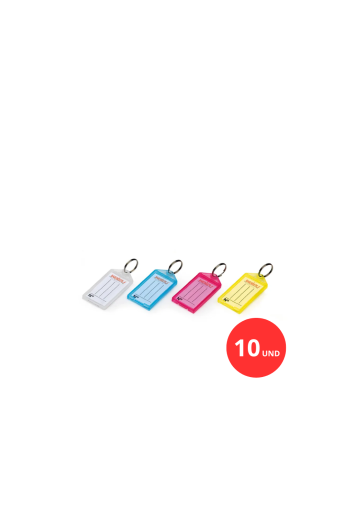 Chaveiro com Etiqueta Cores Diversas - 10 Und