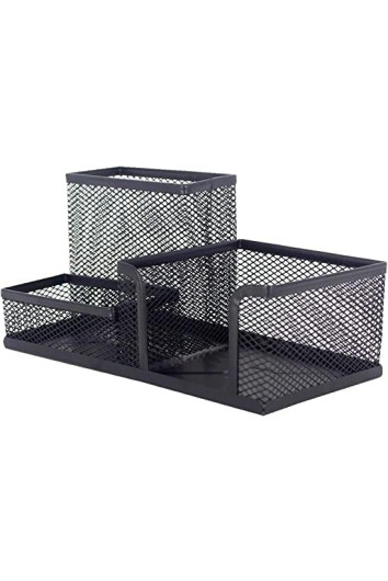 Porta Caneta/lapis/treco 3x1 Aramado Quadrado Preto