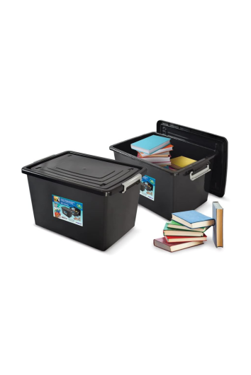Caixa Organizadora 30l Plastico Preta C/tampa