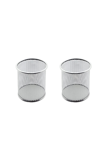 Porta Caneta/lápis Aramado Redondo Prata Brw - 2 Und