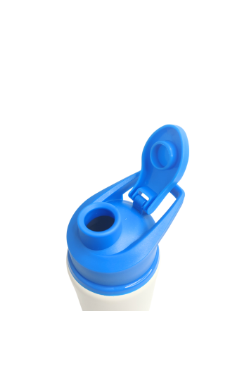 SQUEEZE ALUMÍNIO BRANCA TAMPA AZUL  600ML P/SUBLIMAÇÃO - METALNOX 57009