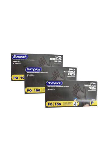 Luva Nitrilica Preta Cx C/100 Tam M - 3 Und