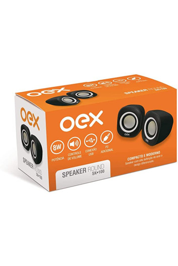 CAIXA DE SOM SPEAKER ROUND 8W RMS PTBC SK100