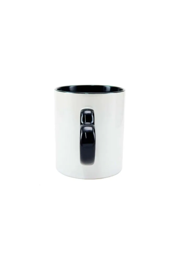 Caneca Cerâmica Metalnox Branco/preto Alça Coração 325ml P/sublimação