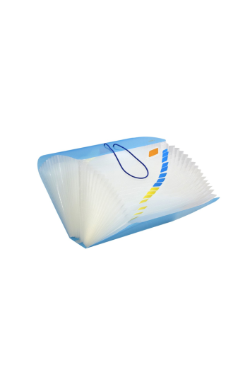 Pasta Sanfonada Cheque 31 Divisorias Azul Plastica