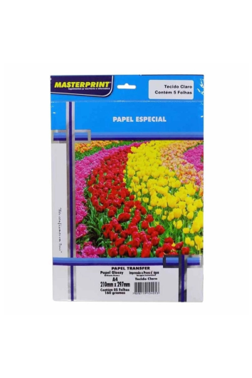 PAPEL TRANSFER A4 160G 5FLS TECIDO CLARO MASTERPRINT