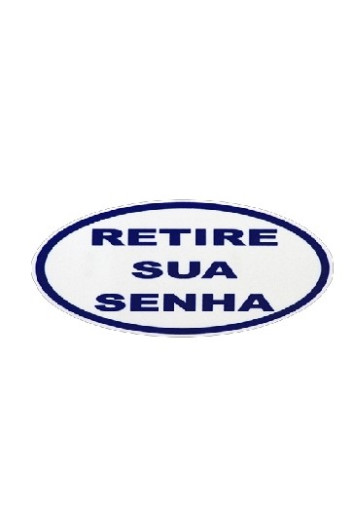Placa Retire Sua Senha Branco/azul