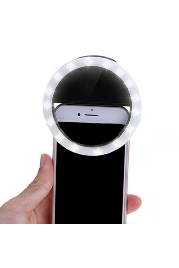 Ring Light Portatil Preto Led 8,5cm Clipe Celular