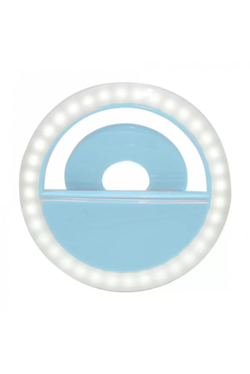 Ring Light Portátil Azul Led 8,5cm Clipe Celular