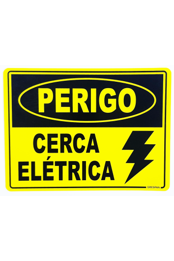 Placa de Sinalização Perigo Cerca Elétrica 15x20