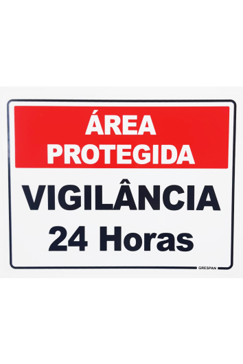 PLACA DE SINALIZAÇÃO VIGILÂNCIA 24 HRS 15X20 SIN 72 GRESPAN