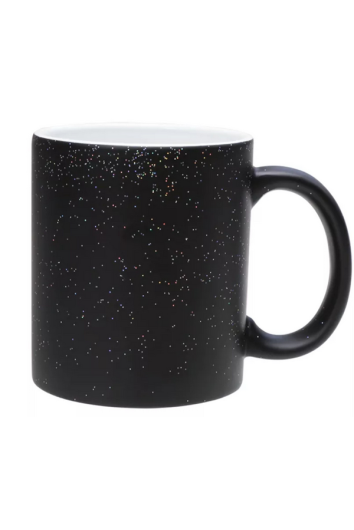 Caneca Cerâmica Mágica Preta C/glitter 325ml P/sublimação