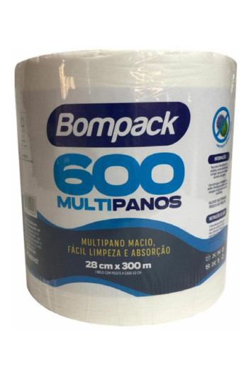 PANO MULTIUSO ROLO C/600UN 28X50CM 300M BRANCO (TIPO PERFEX) BOMPACK