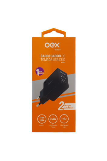 Carregador Parede C/ 2 Usb Cg-201 Preto - Oex