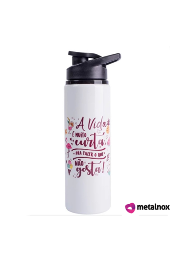 Squeeze Alumínio Branca C/tampa Verde 750ml P/sublimação