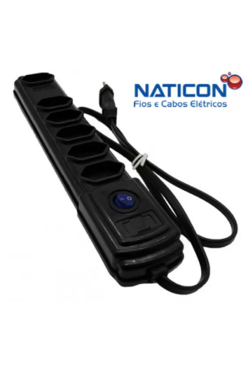 Filtro de Linha 6 Tomadas Preto - Naticon