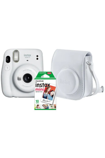 Câmera Instax Mini 12 Branco Marfim Kit Bolsa +10 Filmes