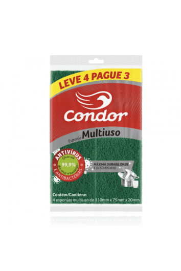 Esponja Dupla Face Multiuso Leve 4 Pague 3 Condor 