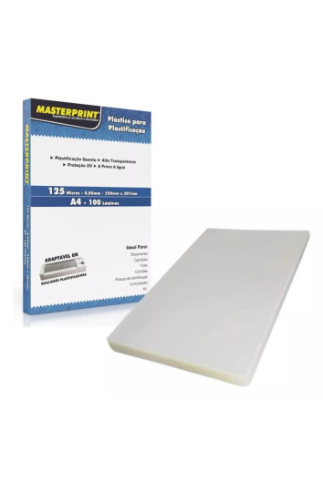 REFIL P/ PLASTIFICAÇÃO 220X307X0,05MM 125 MICRAS A4 100UN