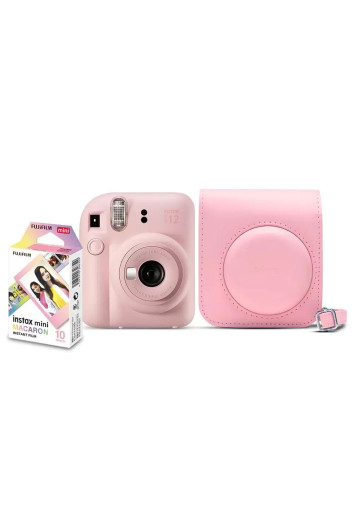 Câmera Instax Mini 12 Rosa Gloss Kit Bolsa +10 Filmes