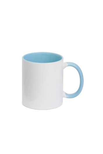 Caneca Cerâmica Metalnox Azul Claro/branco Aaa 325ml P/sublimação