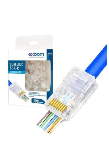 Conector Rj45 Macho Cat5e Vazado