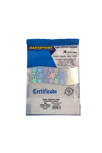 PAPEL FOTO A4 135G 10FLS FILME ADESIVO VINIL HOLOGRÁFICO FLOCO NEVE - MASTERPRINT 302020028