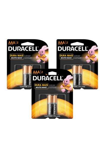 Kit 3 Pct Pilha Palito Aaa Alcalina C/2un - Duracell