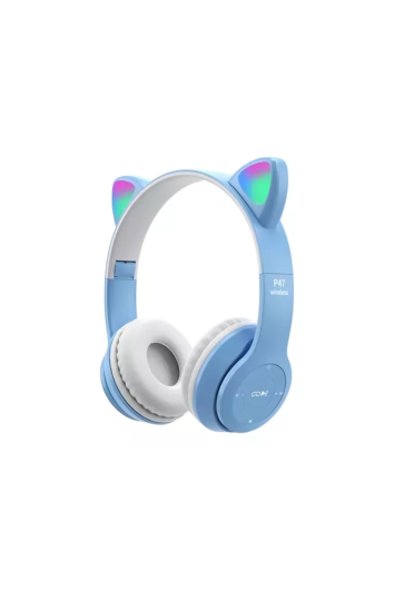 Fone Bluetooth Headfone Gatinho Azul