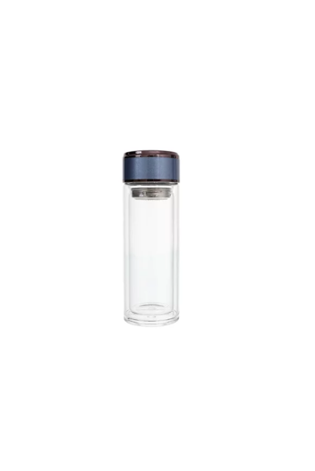 GARRAFA VIDRO TÉRMICO COM INFUSOR E TAMPA AZUL METALNOX 300ML PARA SUBLIMAÇÃO - 56339