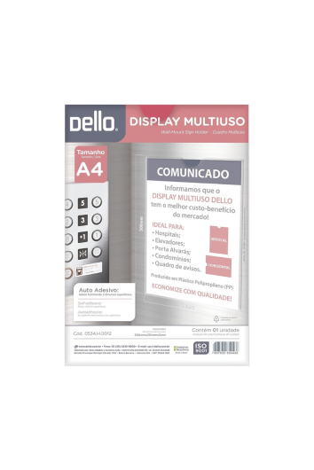 Display A4 Vertical Parede Pvc Transp C/fita 0534