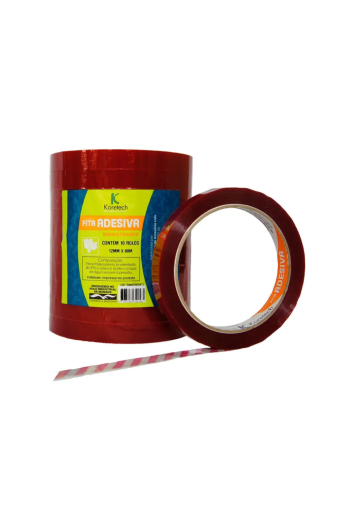 Fita Adesiva 12mm X 80m Listrada Transp/vermelho Grande